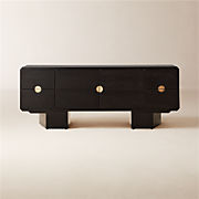 Bishop 72" Black Ebonized Oak Wood Credenza by Lawson-Fenning
