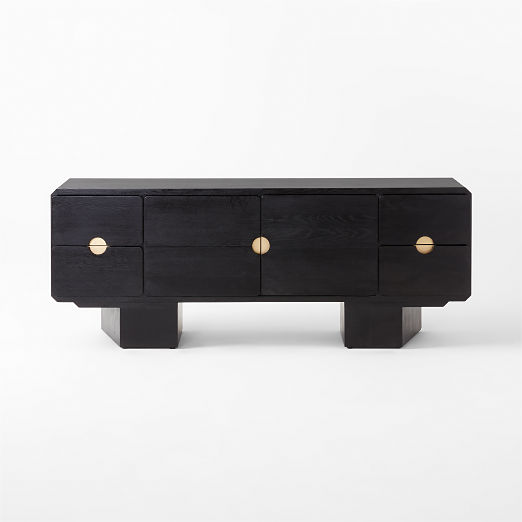 Bishop 72" Black Ebonized Oak Wood Credenza by Lawson-Fenning