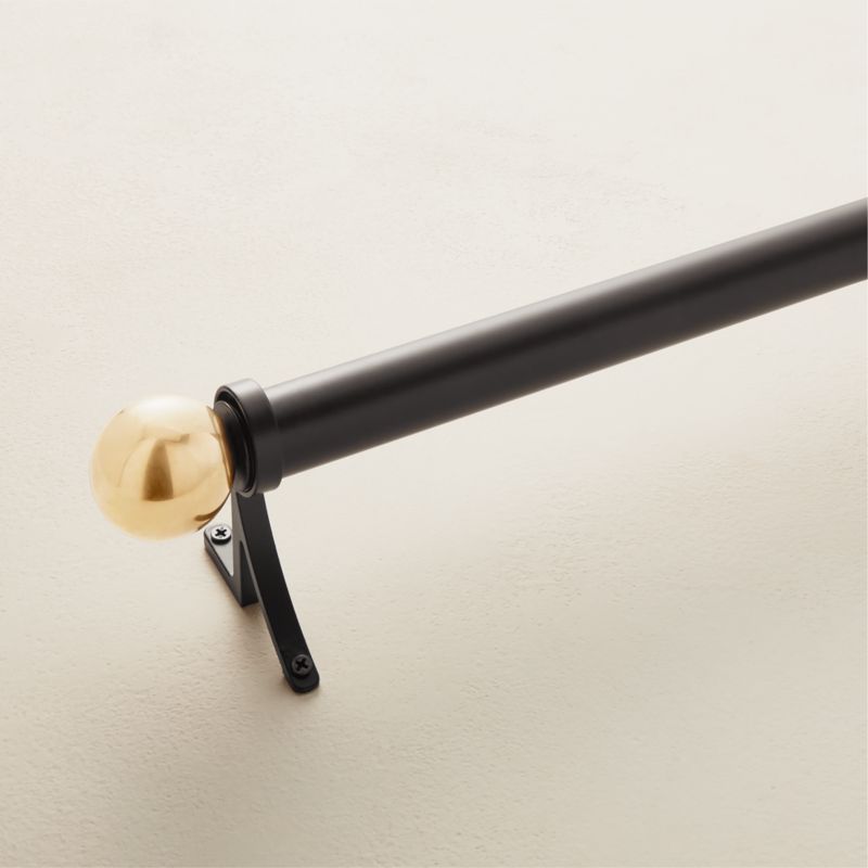 Boule Black Drapery Curtain Rod with Brass Finials - image 1 of 3