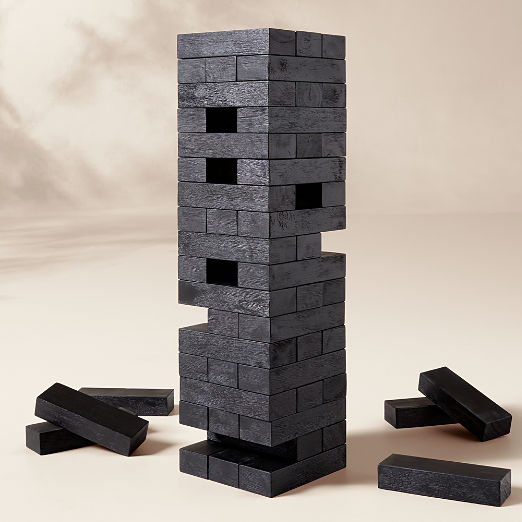 Black Acacia Wood Tumbling Tower Outdoor Game Set