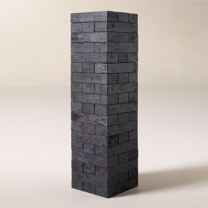 Black Acacia Wood Tumbling Tower Outdoor Game Set - image 3 of 5