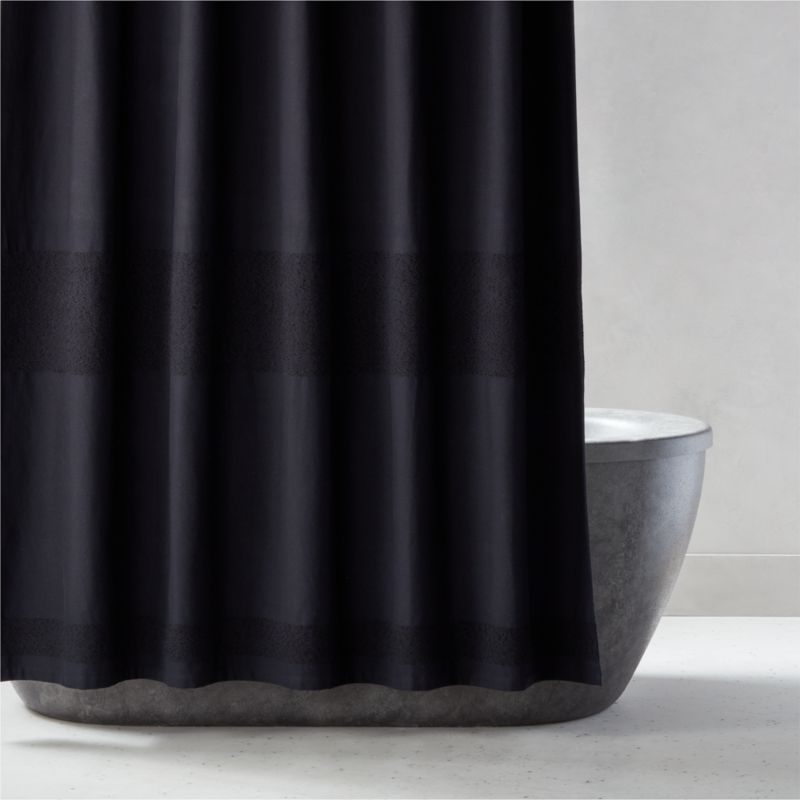 View Black Boucle Striped Shower Curtain 72" details