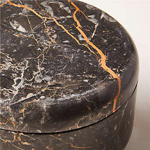 Medium Black Marble Box + Reviews | CB2