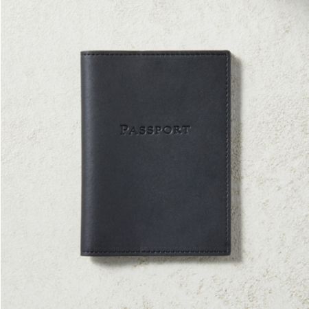 Black Leather Passport Holder Cb2