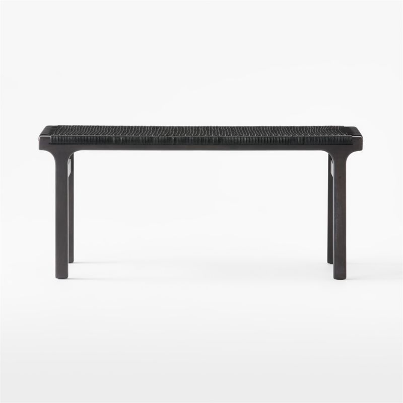 Small Black Leather Woven Bench - image 4 of 8