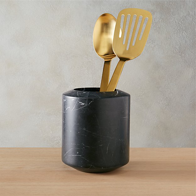 Black Marble Utensil Holder Reviews Cb2