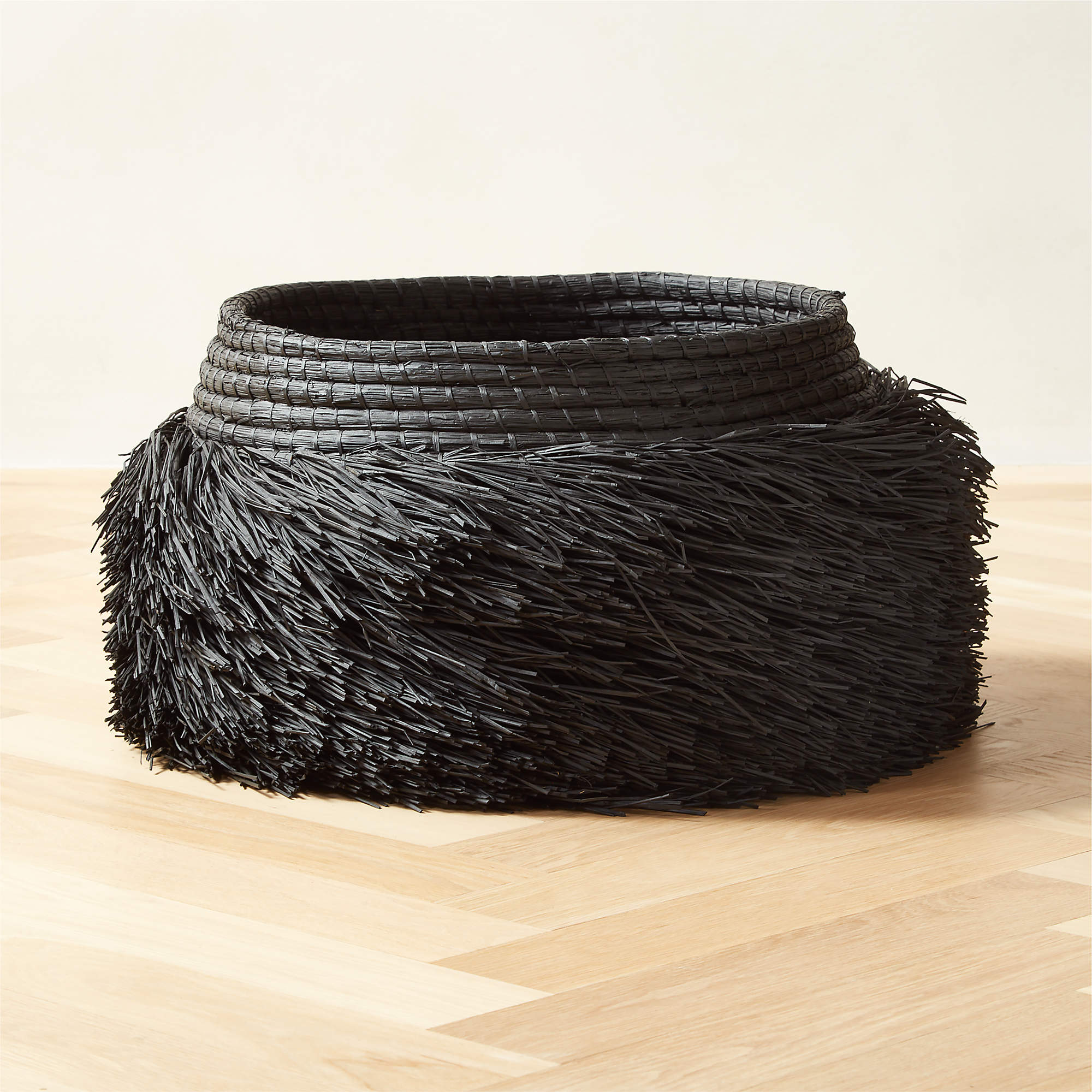 Lyn Woven Black Storage Basket + Reviews CB2