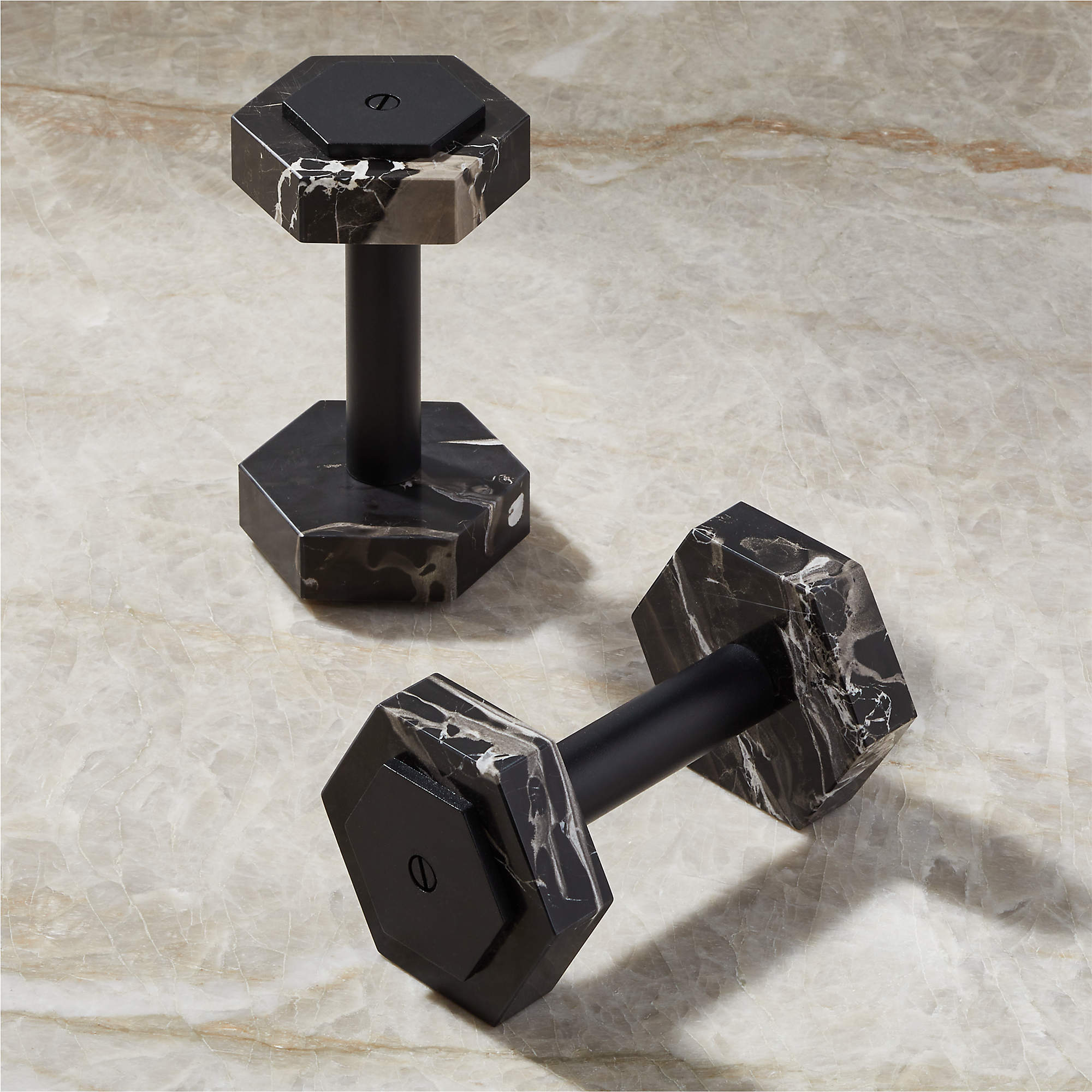 Modern Black Marble 5-Lb Dumbbell + Reviews | CB2