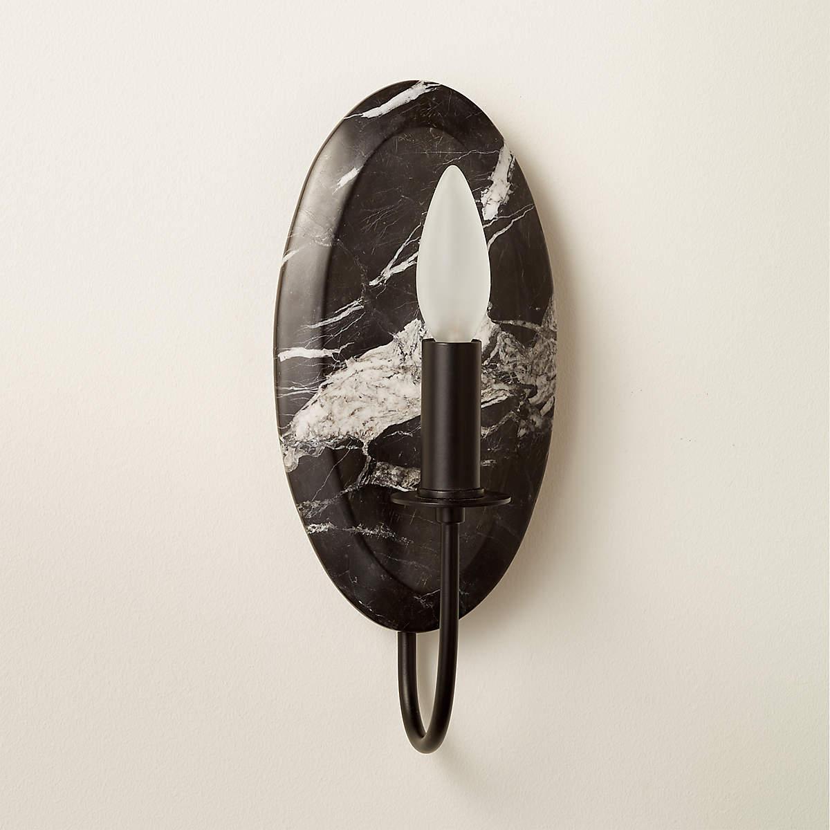 Singular Black Marquina Marble Wall Sconce | CB2