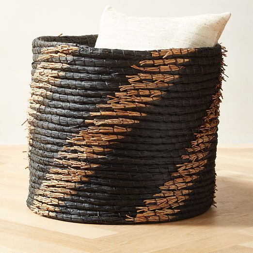 Alfonse Woven Natural and Black Storage Basket