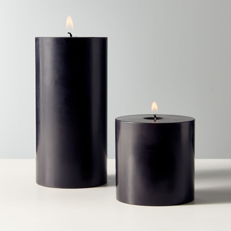 Ribbed Black Pillar Candles