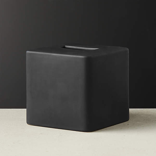 black plastic tissue box cover