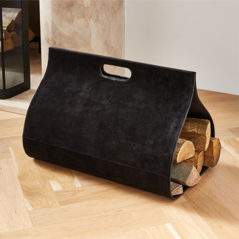 Black Suede Log Carrier Reviews CB2