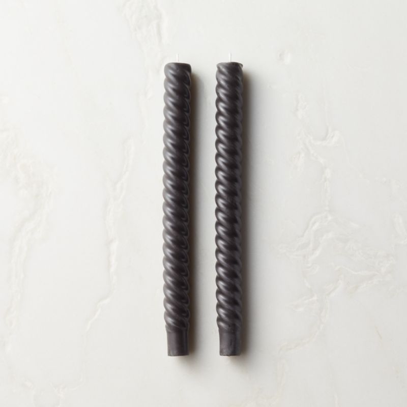 Charcoal Twisted Taper Candles Set of 2 - image 0 of 5