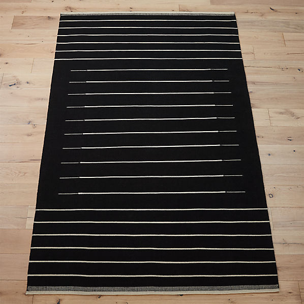 Black With White Stripe Rug 9 X12 Reviews Cb2