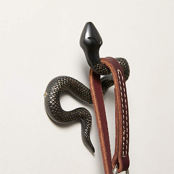 Blackened Brass Snake Wall Hook