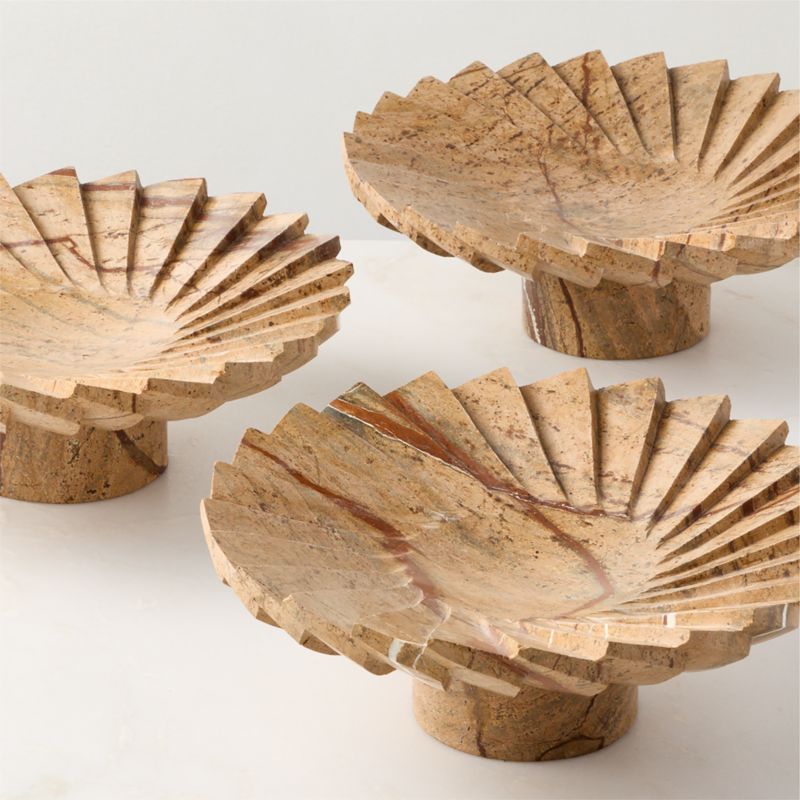 Blaide Stepped Fan Brown Marble Pedestal Decorative Bowl - image 2 of 4