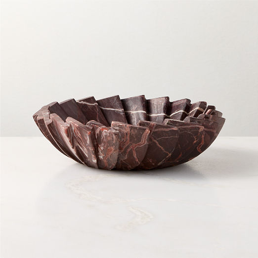 Blaide Stepped Fan Red Marble Decorative Bowl