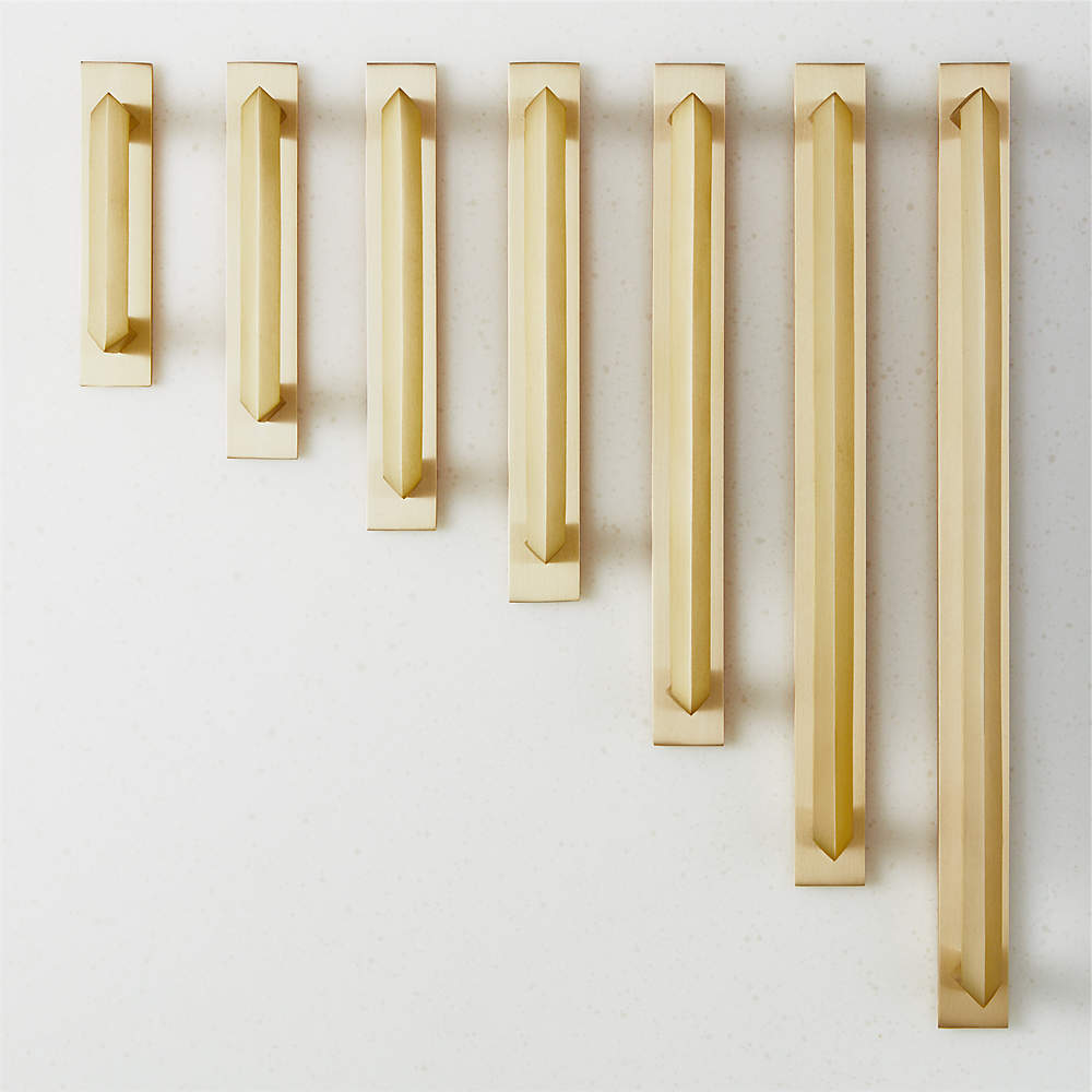 Blaine Brushed Brass Modern Handles with Back Plate | CB2 Canada