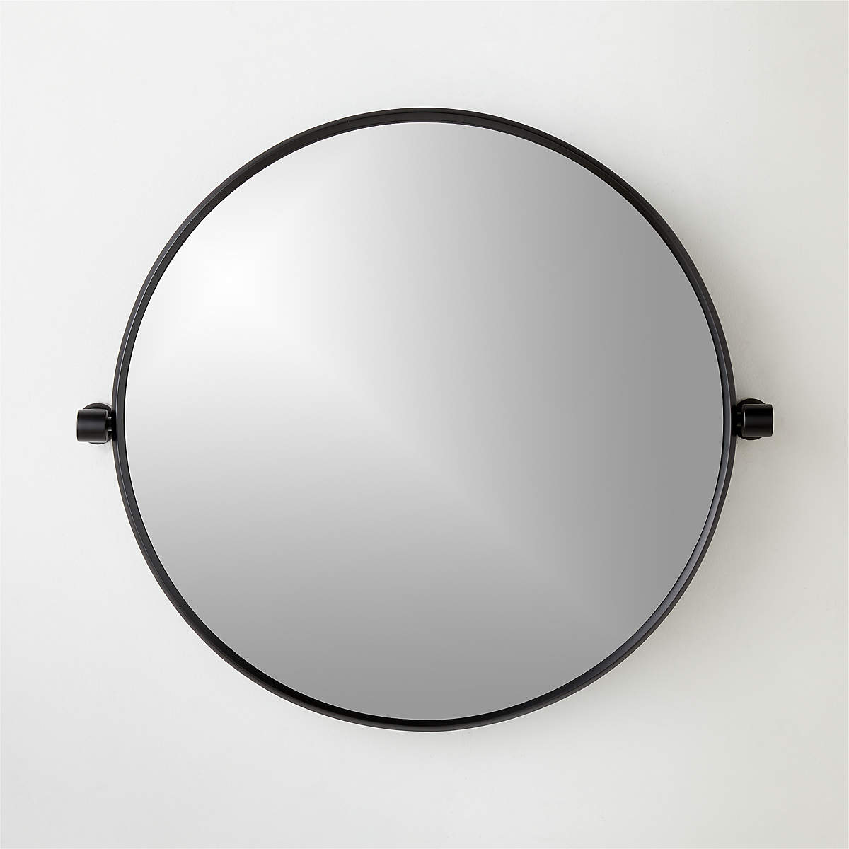 Blaine Modern Matte Black Round Pivot Mirror 28" + Reviews CB2