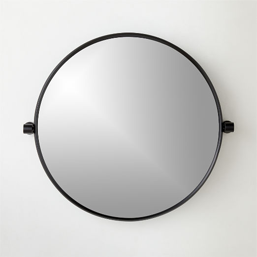 Blaine Matte Black Round Pivot Wall Mirror 24"