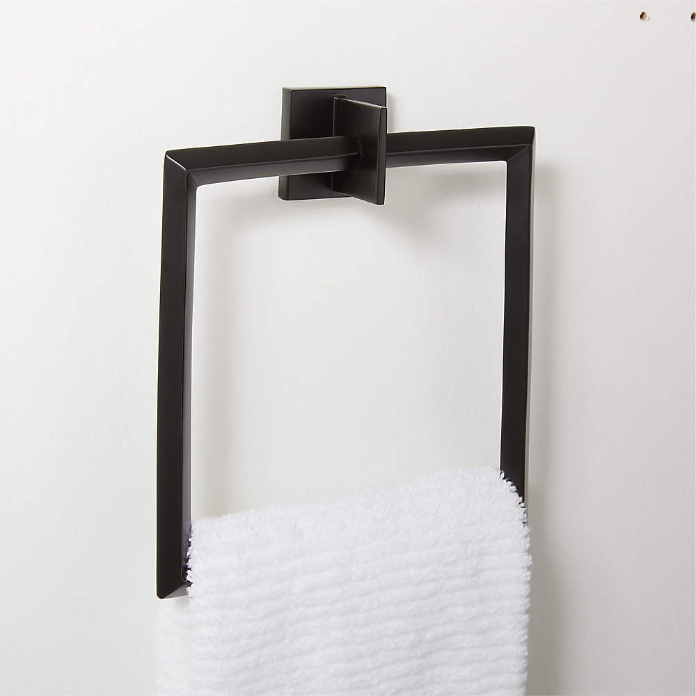Matte Black Towel Ring Round Towel Holder Bathroom Hardware 2-Piece Towel  Hanger Wall Mounted with Black Robe Towel Hook