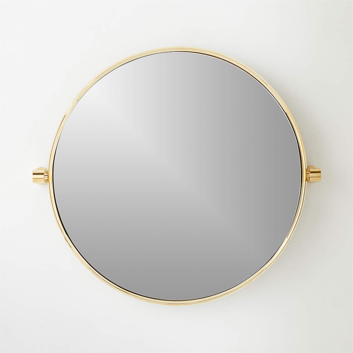 Blaine Modern Polished Brass Round Pivot Mirror 28" + Reviews CB2 Canada
