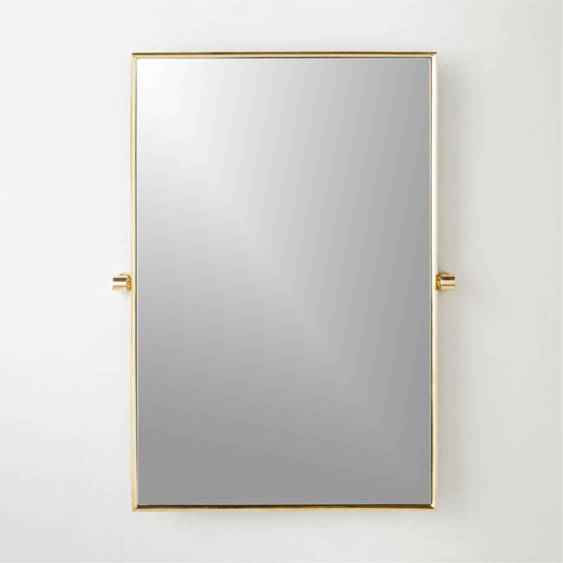 Blaine Modern Polished Brass Rectangular Pivot Mirror 24x36 Reviews   BlainePldBsPvtMrr24x36inSHF22