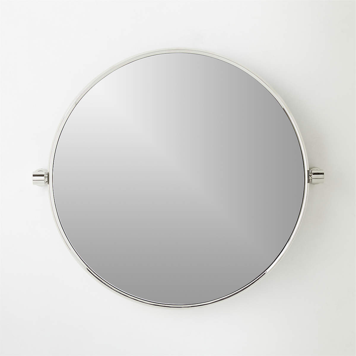 Blaine Modern Polished Nickel Round Pivot Mirror 28" CB2