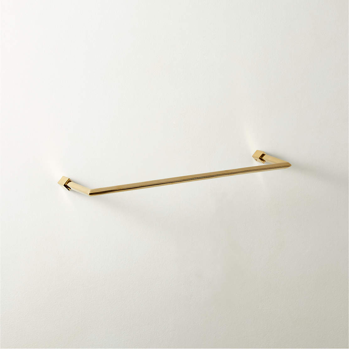 Hex Brushed Brass Towel Bar 18