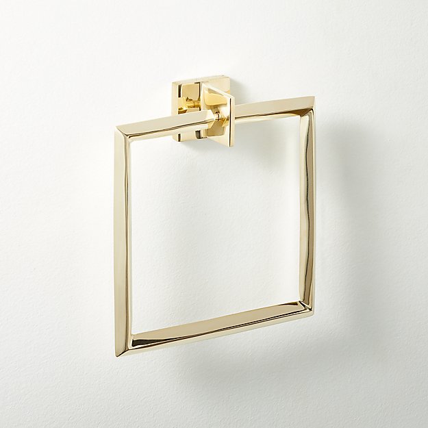 Blaine Modern Unlacquered Brass Towel Ring + Reviews | CB2