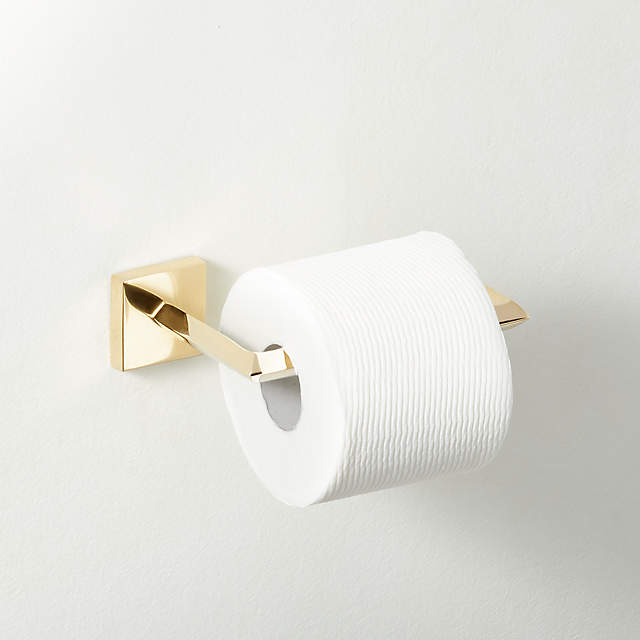 Blaine Modern Unlacquered Brass Wall Mounted Toilet Paper Holder +