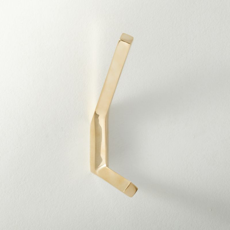 Blaine Modern Unlacquered Brass Wall Hook + Reviews | CB2