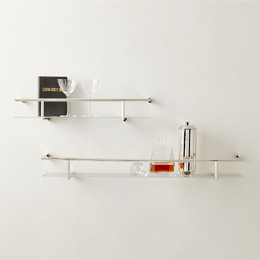 Blaine Polished Nickel Wall Shelf with Rail