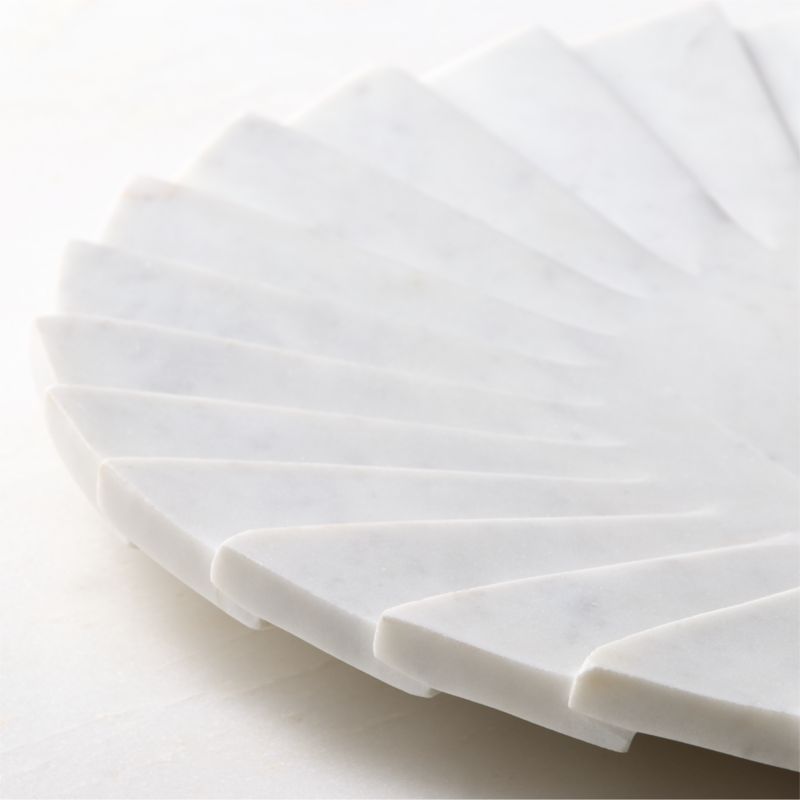 Blaide Round White Stepped Fan Marble Serving Platter - image 1 of 6