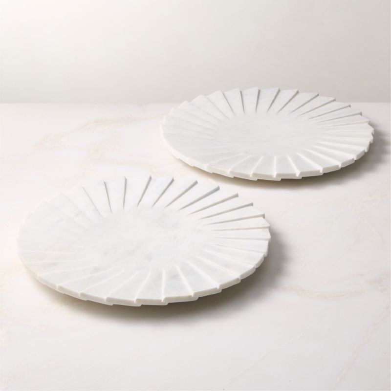 Blaide Round White Stepped Fan Marble Serving Platter - image 4 of 6
