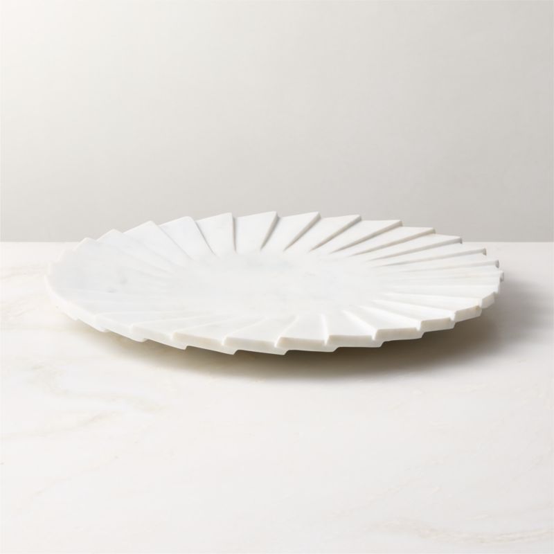 Blaide Round White Stepped Fan Marble Serving Platter - image 5 of 6