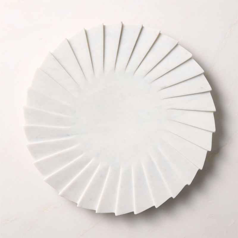 Blaide Round White Stepped Fan Marble Serving Platter - image 3 of 6