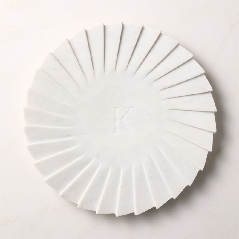 Blaide Round White Stepped Fan Marble Serving Platter - image 2 of 6