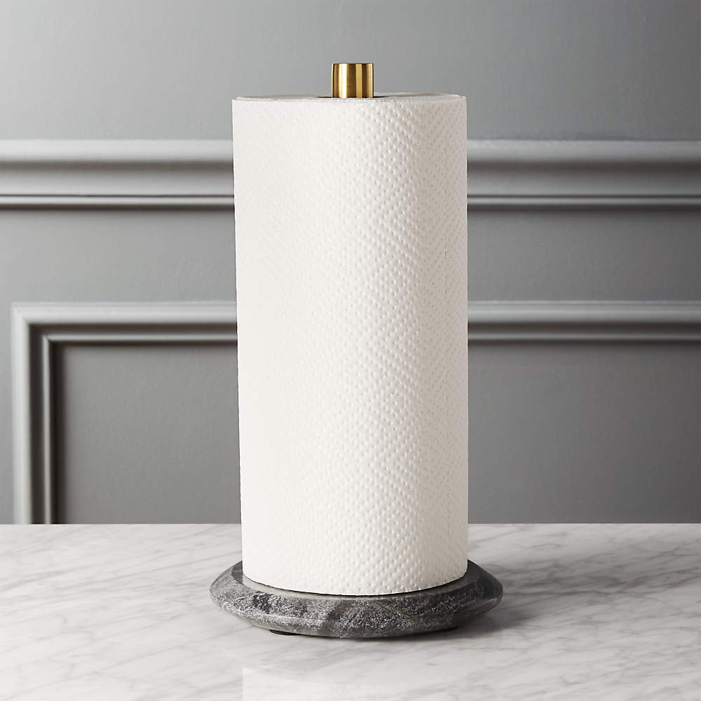 black and gold paper towel holder