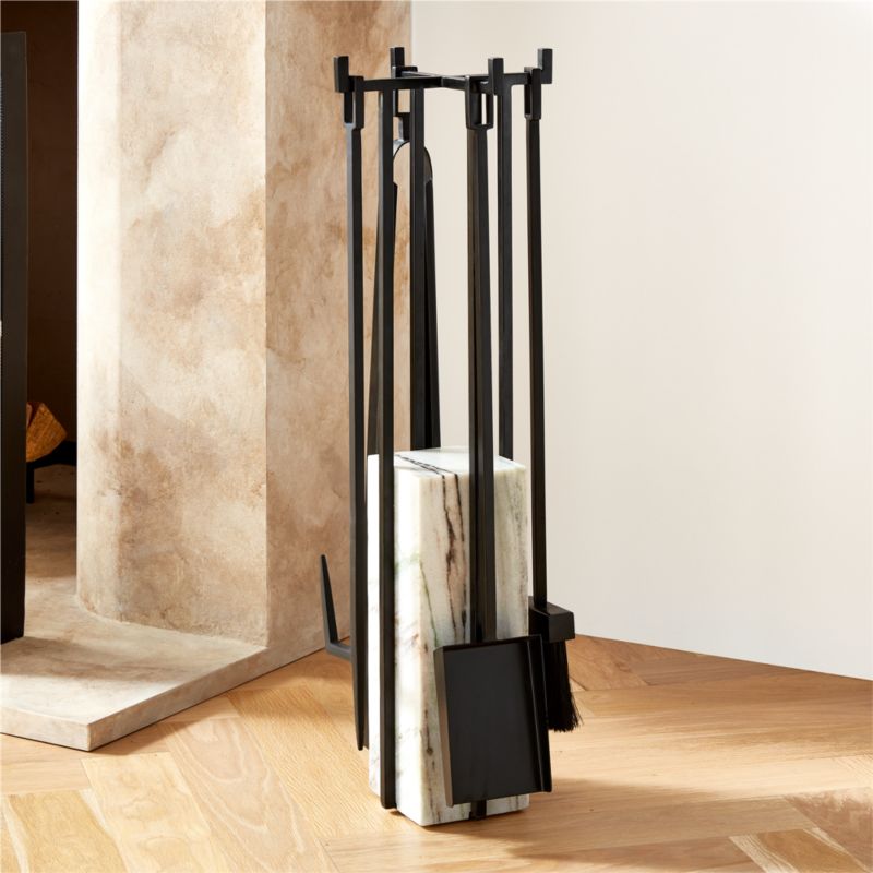 Idris 4-Piece Panda Marble Fireplace Tool Set - image 1 of 5