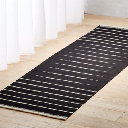 Black With White Stripe Runner 2 5 X8 Reviews Cb2