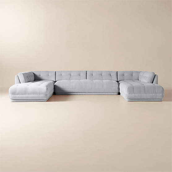 Belmond 5-Piece U-Shaped Light Blue Velvet Sectional Sofa