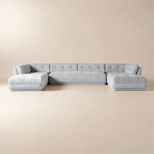 Belmond 5-Piece U-Shaped Light Blue Velvet Sectional Sofa