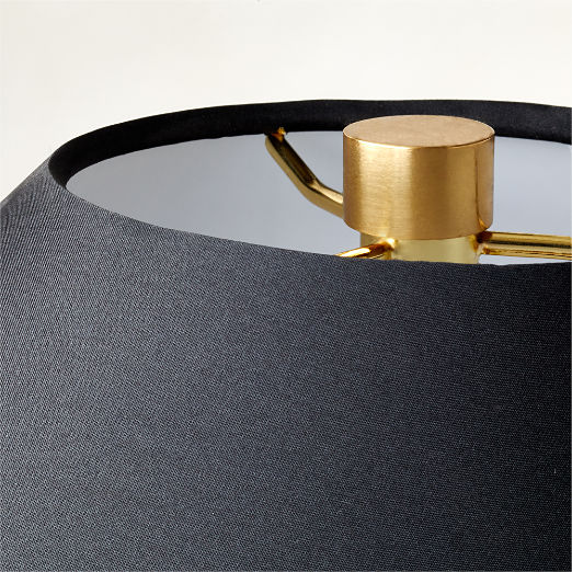 Block Black Lacquered Linen Table Lamp