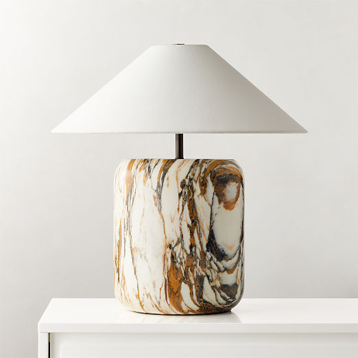 Block Golden Calacatta Marble Table Lamp