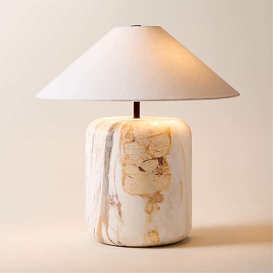 Block Golden Calacatta Marble Table Lamp