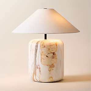 White Marble And Natural Wood Block Table Or Desk Lamp White Marble And Natural Wood Block Table Or Desk Lamp