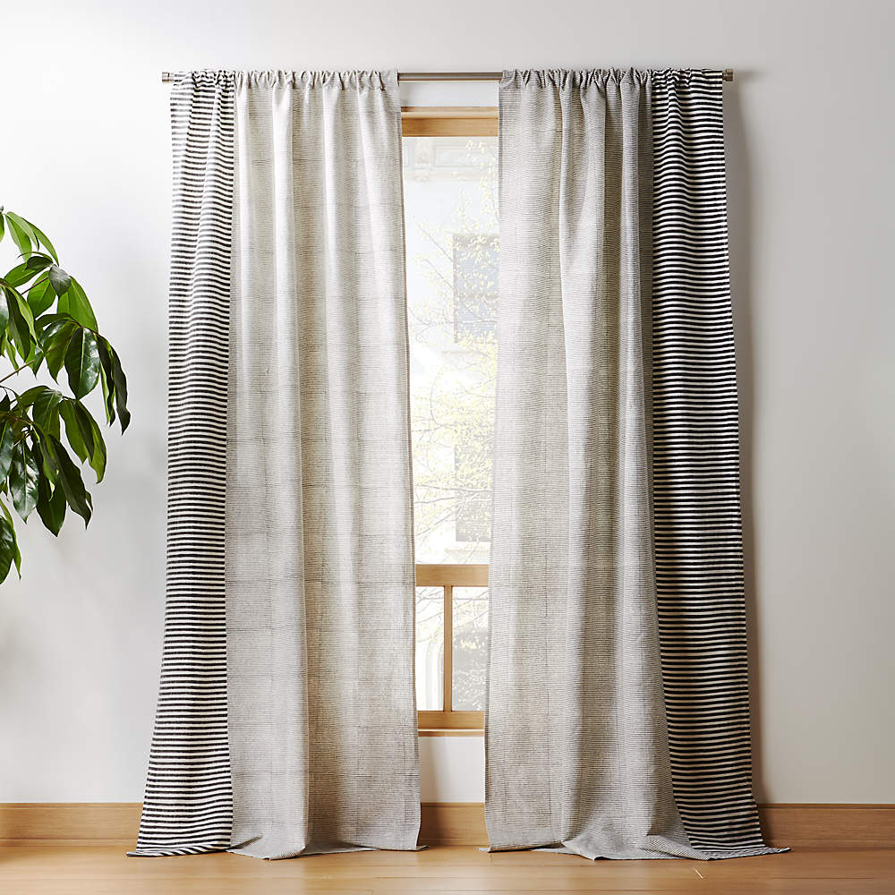 Block Printed Stripe Curtain Panel | CB2