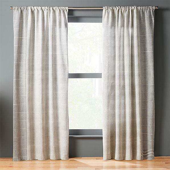 Block Printed Stripe Curtain Panel Cb2